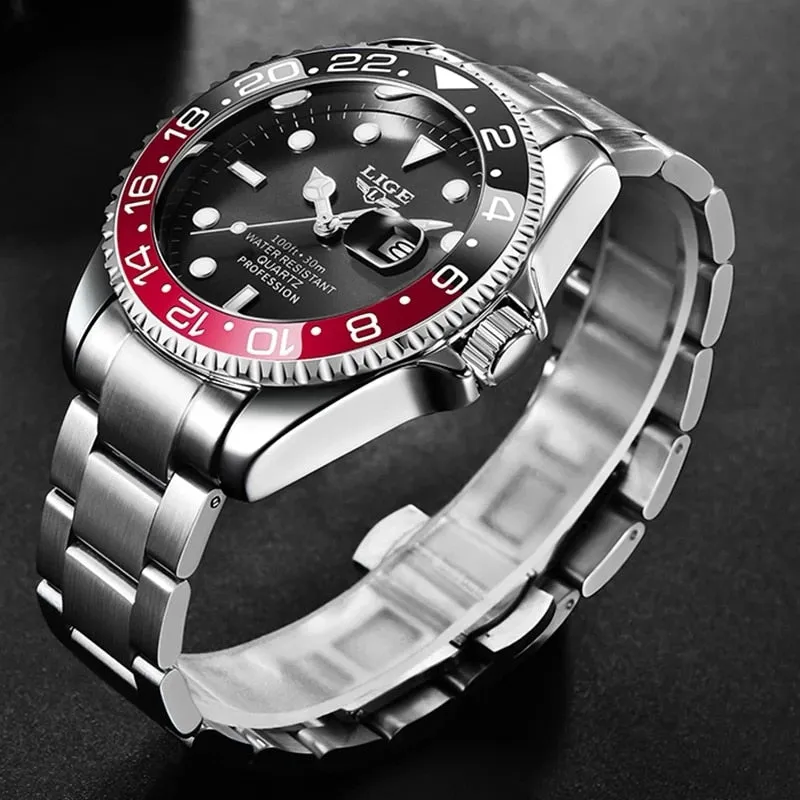 2022 New LIGE Mens Watches Fashion Business Waterproof Quartz Wrist Watch Men Top Brand Luxury Stainless Steel Sport Clock Male