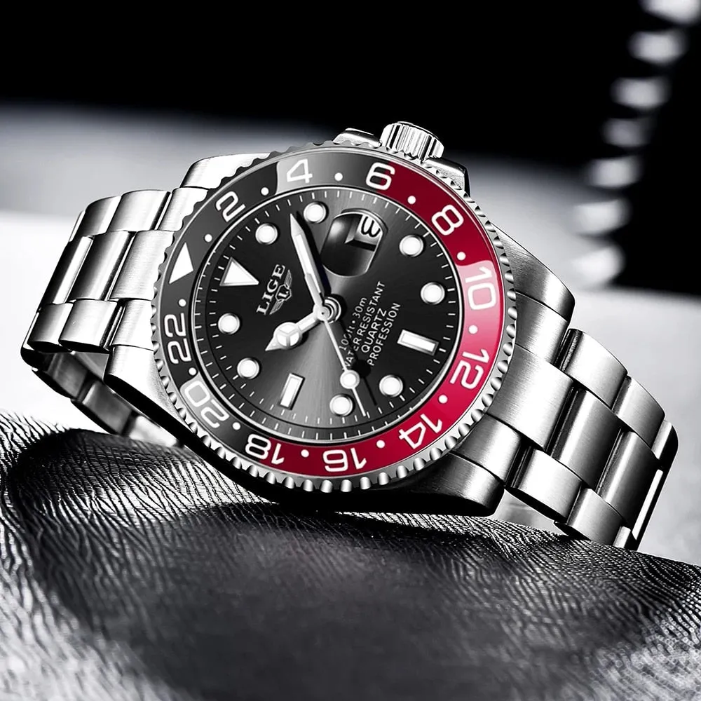 2022 New LIGE Mens Watches Fashion Business Waterproof Quartz Wrist Watch Men Top Brand Luxury Stainless Steel Sport Clock Male