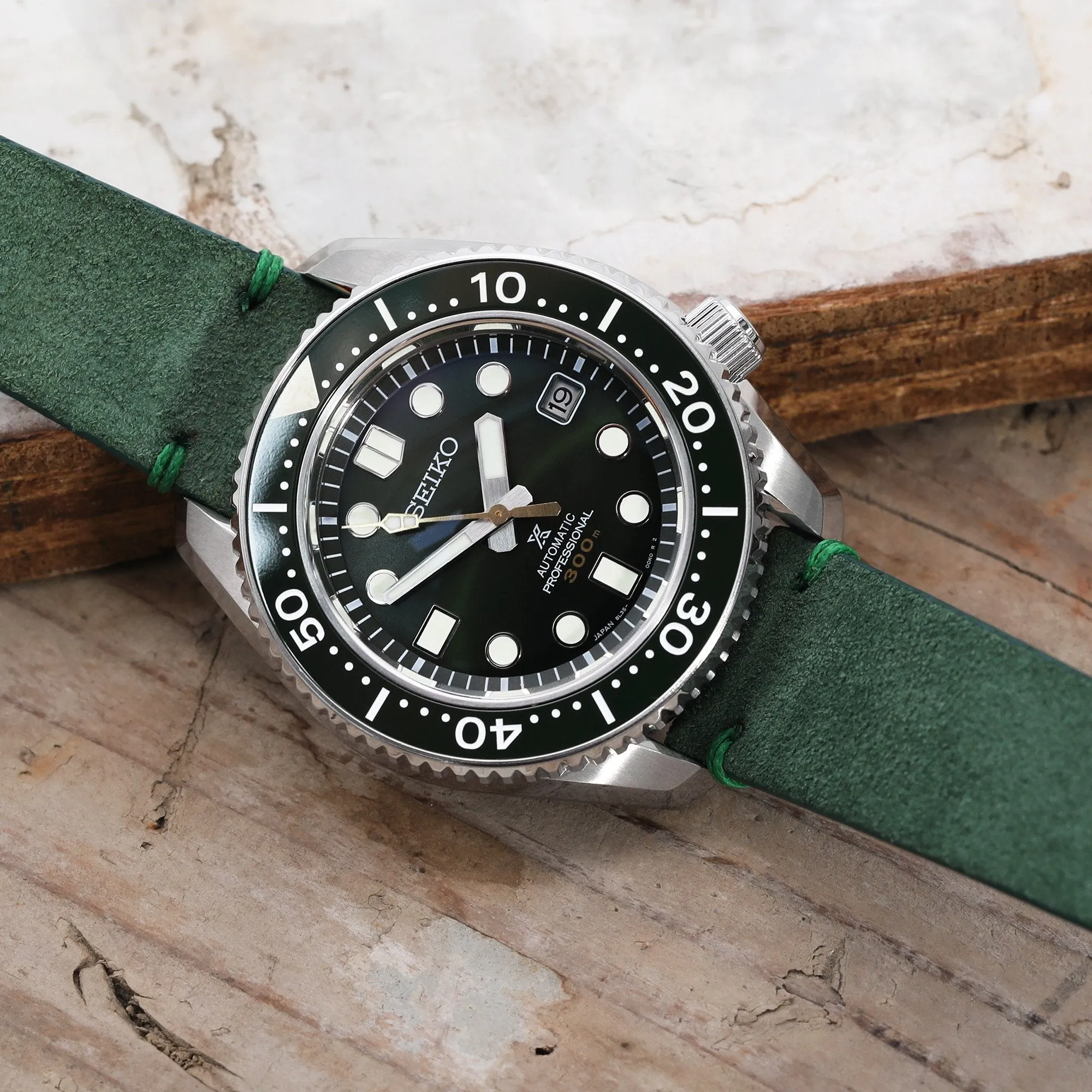 20mm Emerald Green Quick Release Italian Suede Leather Watch Strap, Green St.