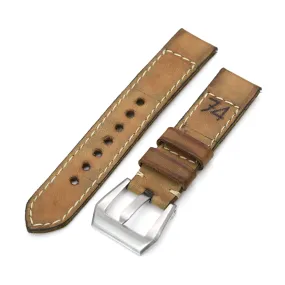 20mm Gunny X MT '74' Light Brown Handmade Quick Release Leather Watch Strap #43