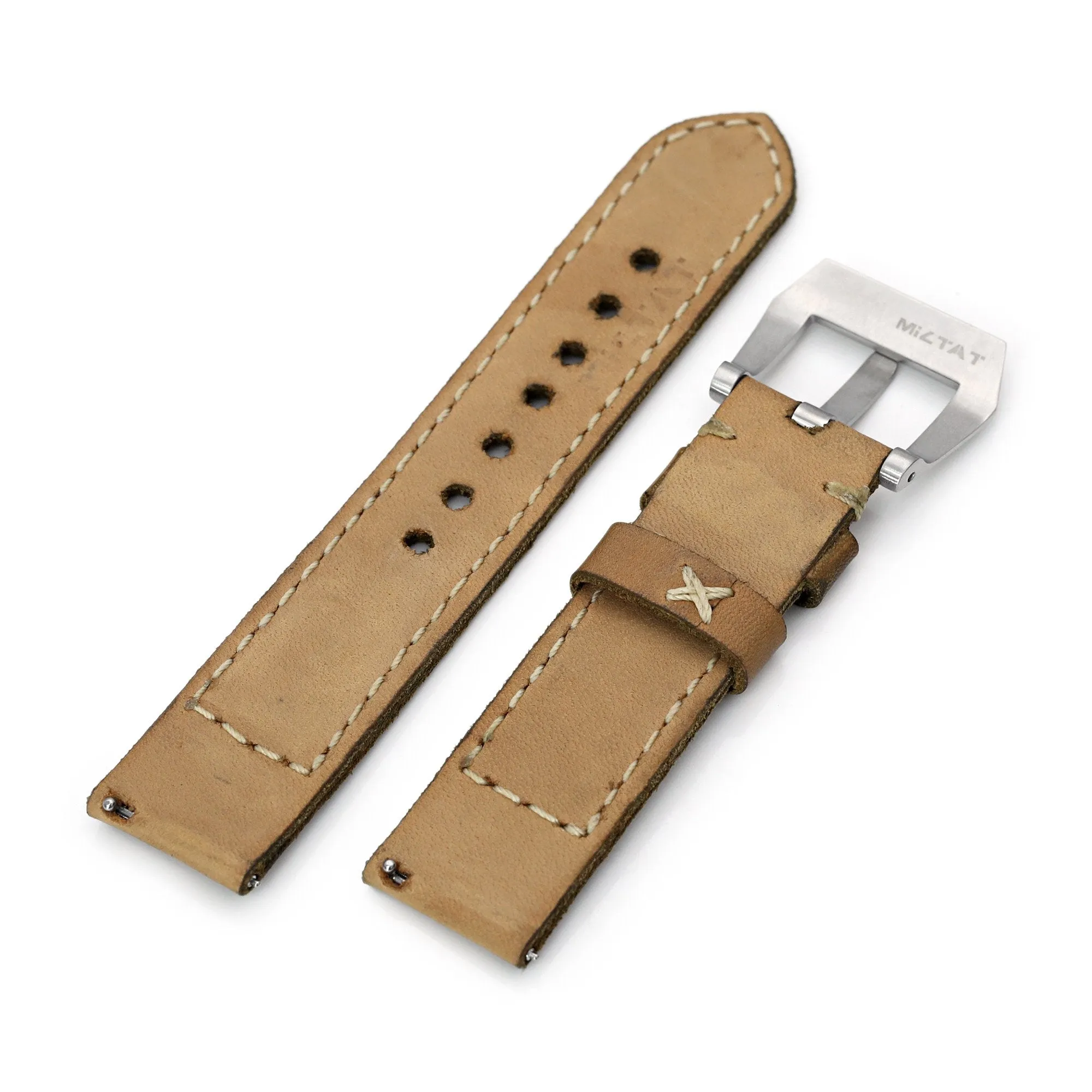 20mm Gunny X MT '74' Light Brown Handmade Quick Release Leather Watch Strap #43