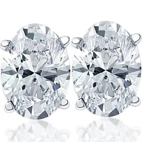 2.37 Ct Lab Grown Oval Diamond Studs 14k White Gold Earrings