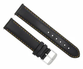 24MM GENUINE SMOOTH LEATHER BAND WATCH STRAP FOR BREITLING BLACK ORANGE STITCH