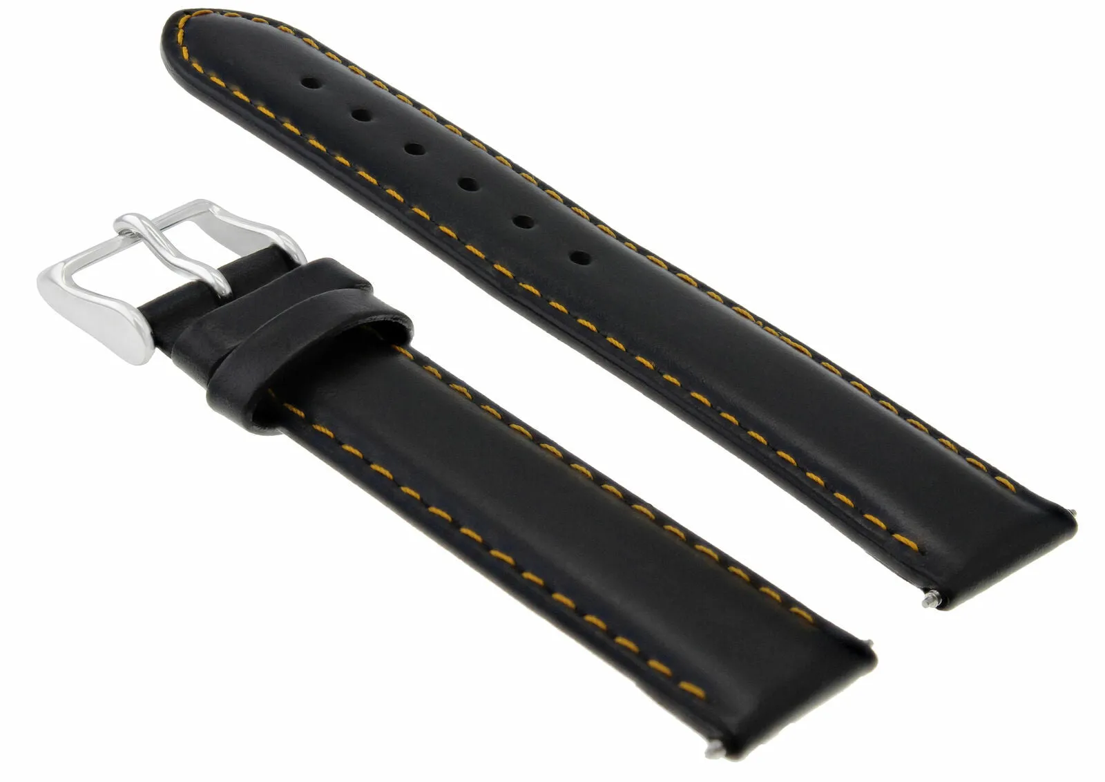 24MM GENUINE SMOOTH LEATHER BAND WATCH STRAP FOR BREITLING BLACK ORANGE STITCH