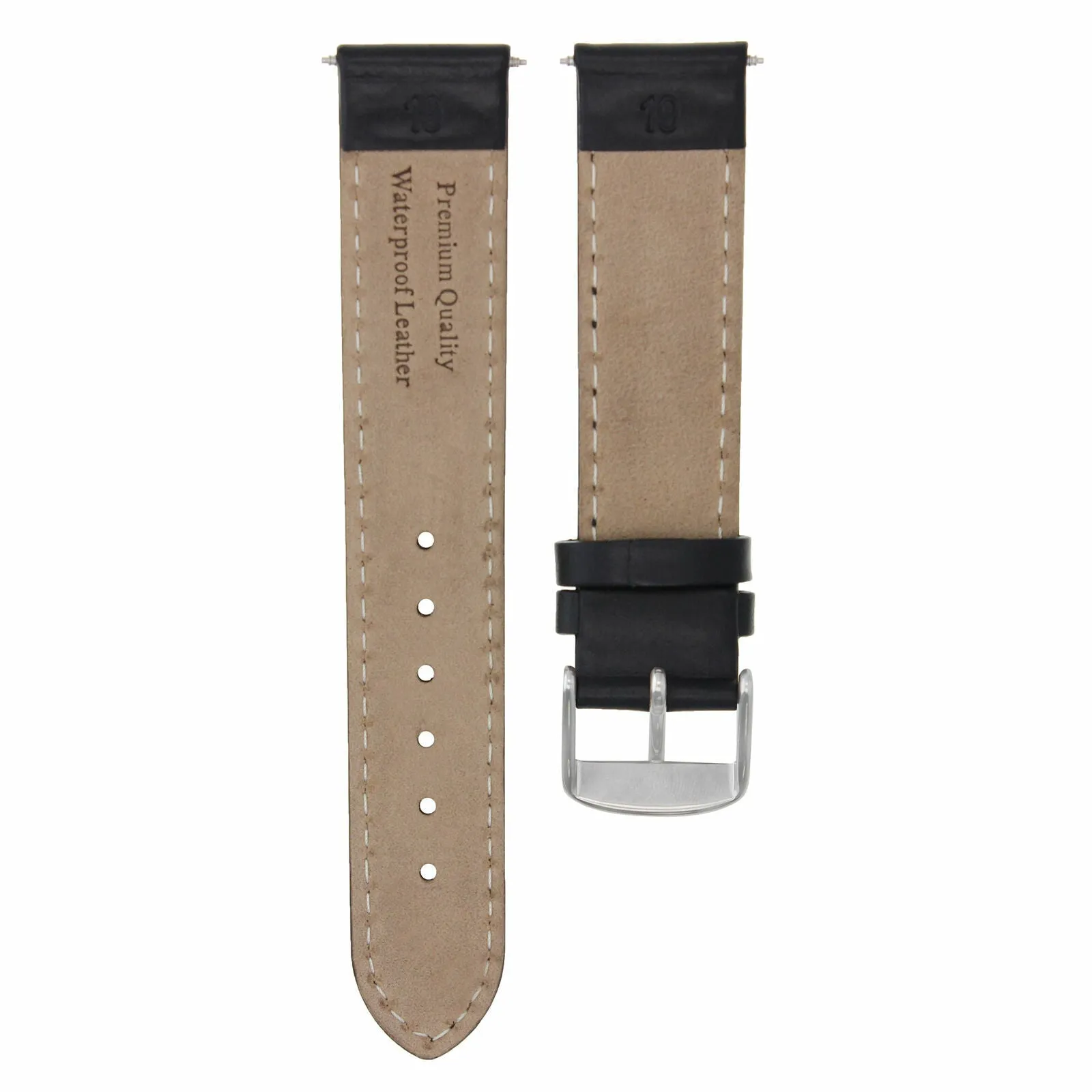 24MM GENUINE SMOOTH LEATHER BAND WATCH STRAP FOR BREITLING BLACK ORANGE STITCH