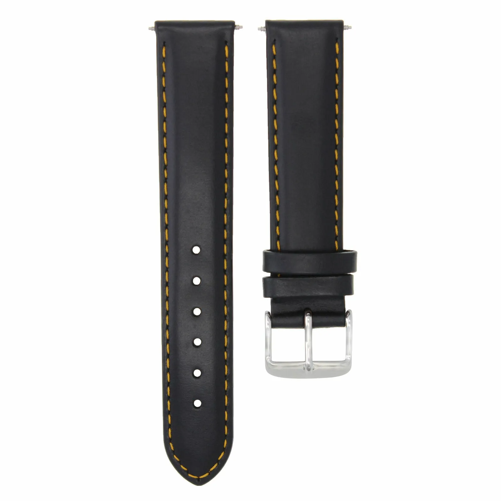 24MM GENUINE SMOOTH LEATHER BAND WATCH STRAP FOR BREITLING BLACK ORANGE STITCH