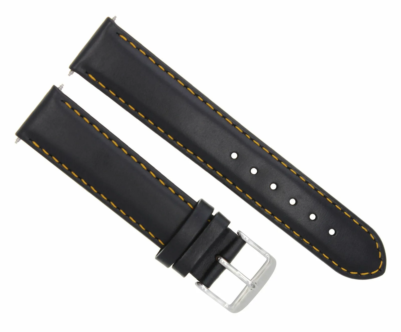 24MM GENUINE SMOOTH LEATHER BAND WATCH STRAP FOR BREITLING BLACK ORANGE STITCH