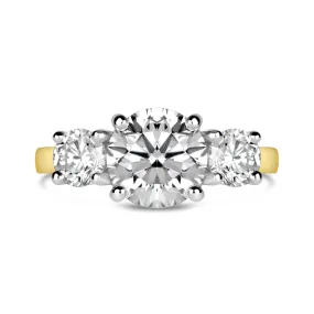 3 Stone Round Brilliant Solitaire Engagement Ring 3ct