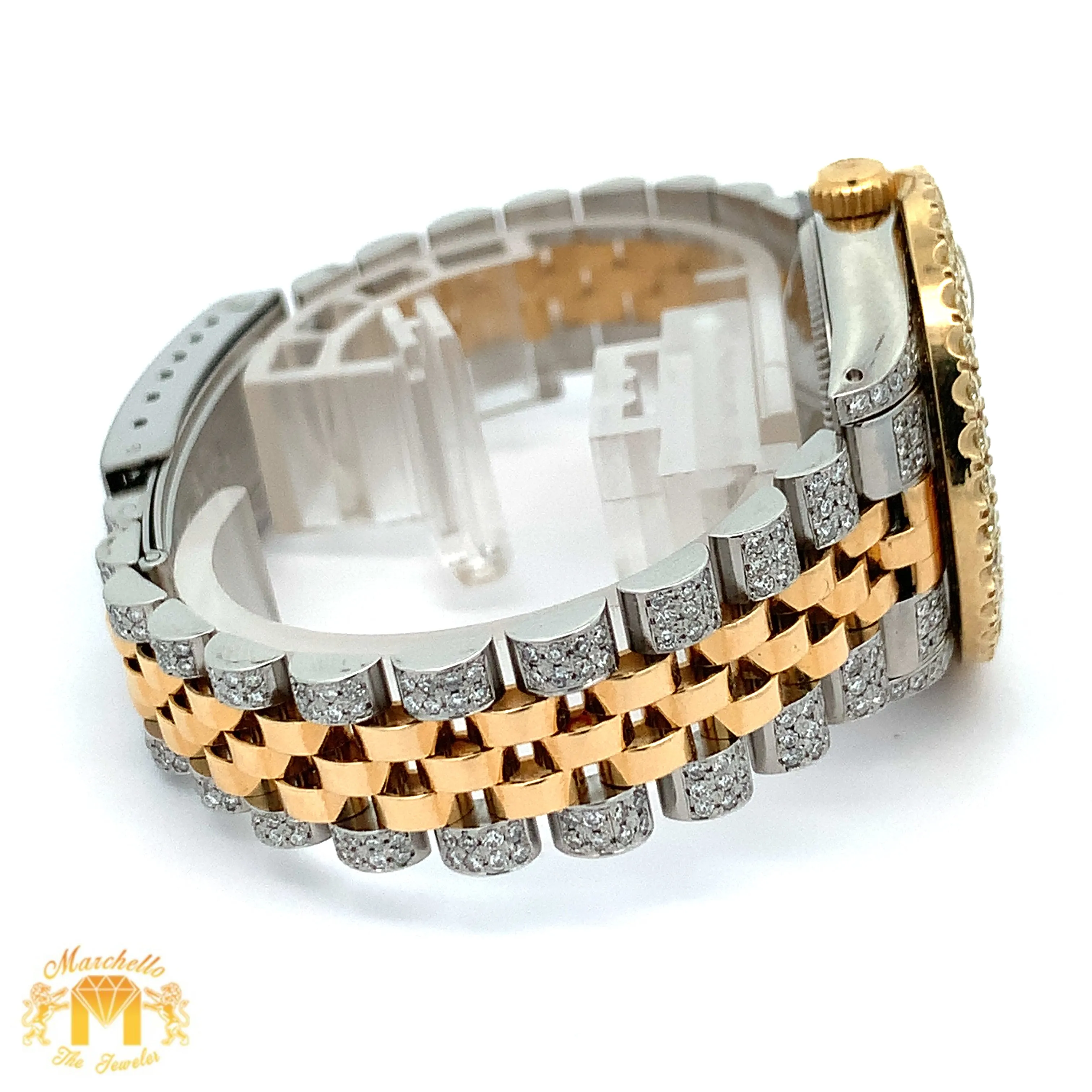 31mm Rolex Watch with Two-Tone Jubilee Diamond Bracelet (custom diamond bezel)