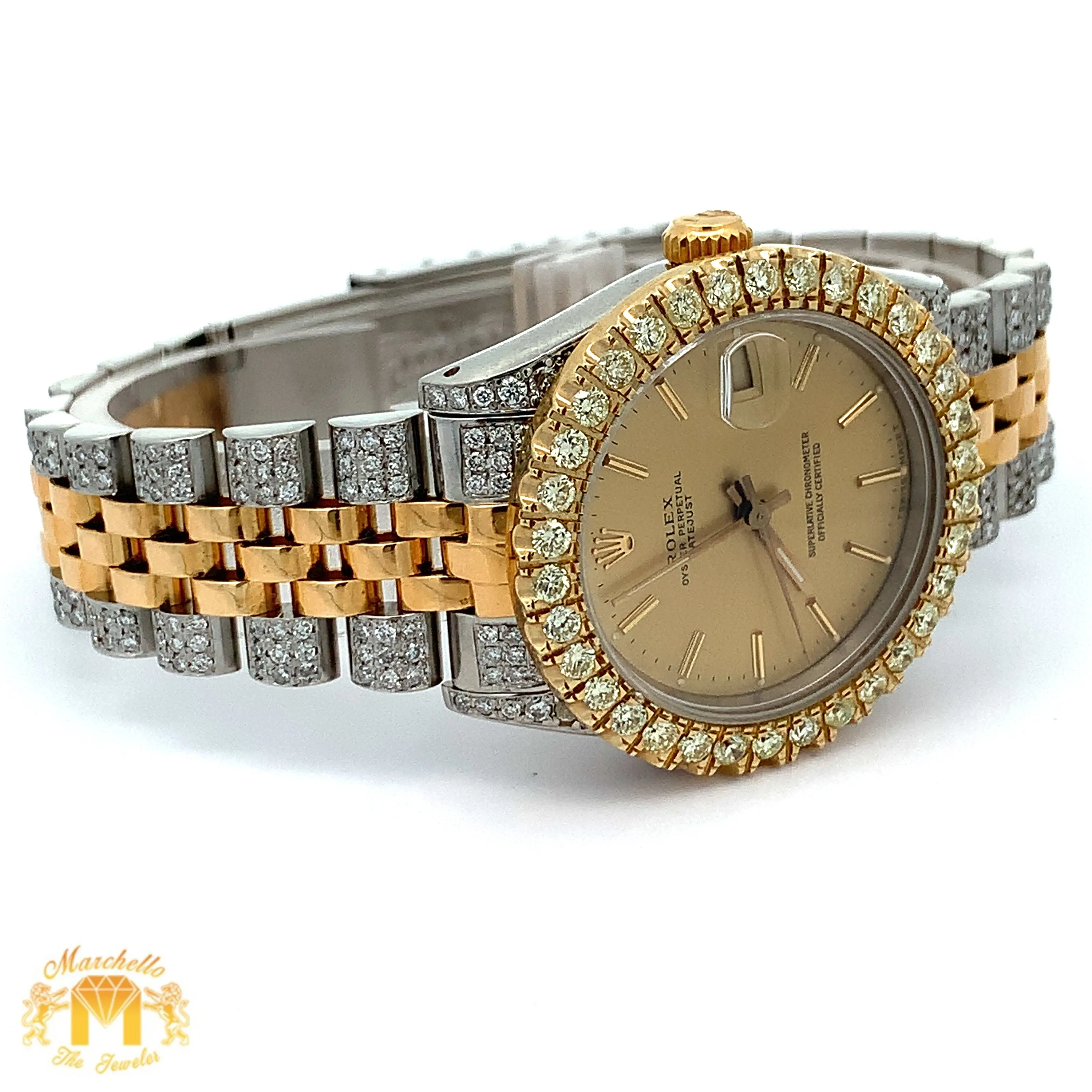 31mm Rolex Watch with Two-Tone Jubilee Diamond Bracelet (custom diamond bezel)