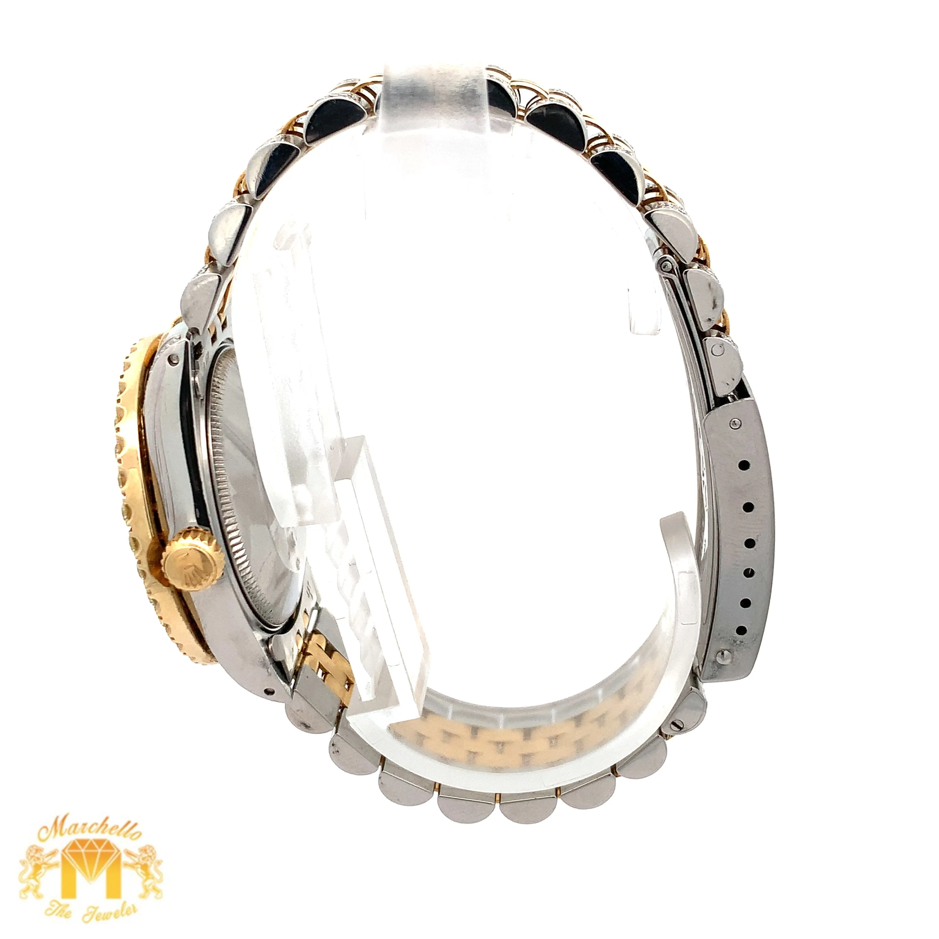 31mm Rolex Watch with Two-Tone Jubilee Diamond Bracelet (custom diamond bezel)