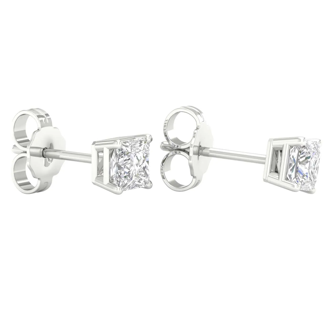 3/4 Carat Princess Lab Grown Diamond 14K Gold Solitaire Stud Earrings
