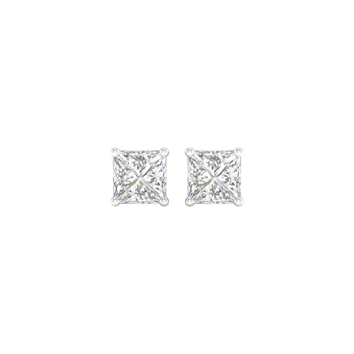 3/4 Carat Princess Lab Grown Diamond 14K Gold Solitaire Stud Earrings