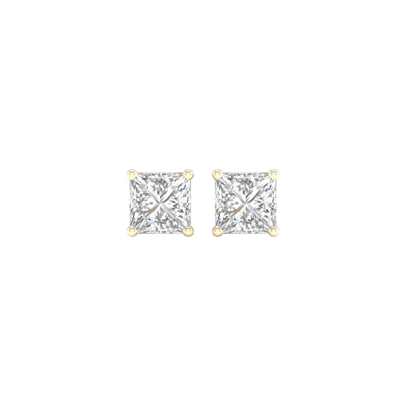 3/4 Carat Princess Lab Grown Diamond 14K Gold Solitaire Stud Earrings