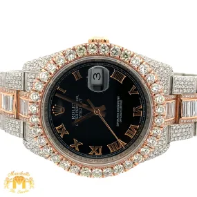 36mm Iced out Rolex Datejust Watch with Two-Tone Oyster Bracelet