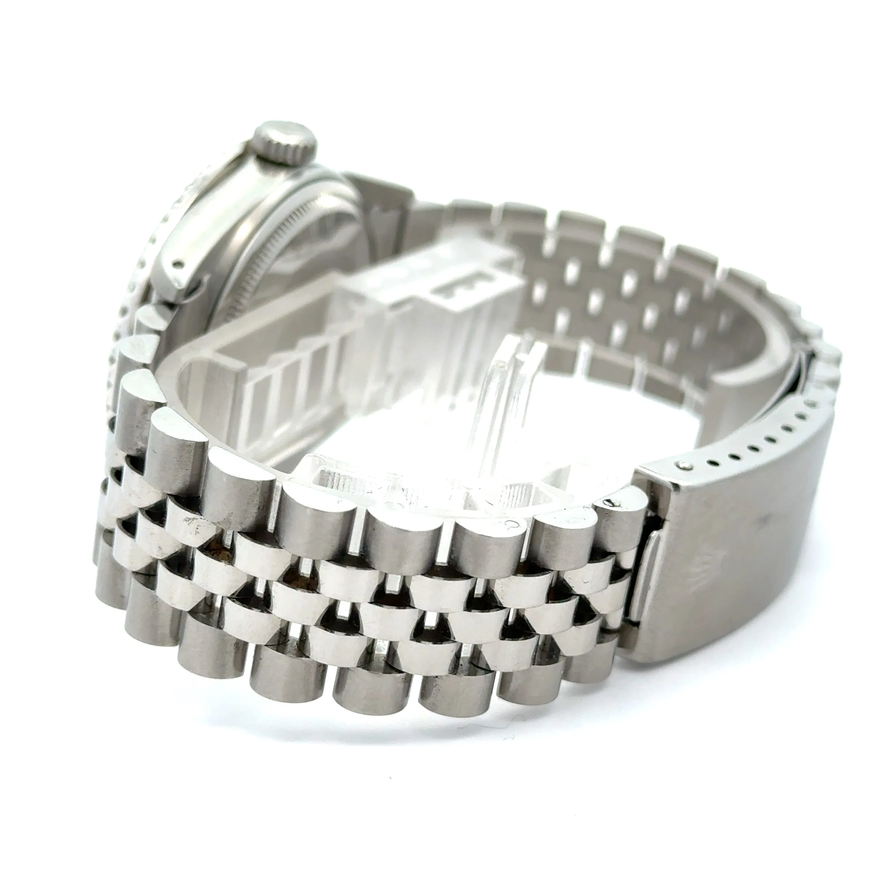 36mm Rolex Diamond Watch with Stainless Steel Jubilee Bracelet (diamond red dial and diamond bezel)