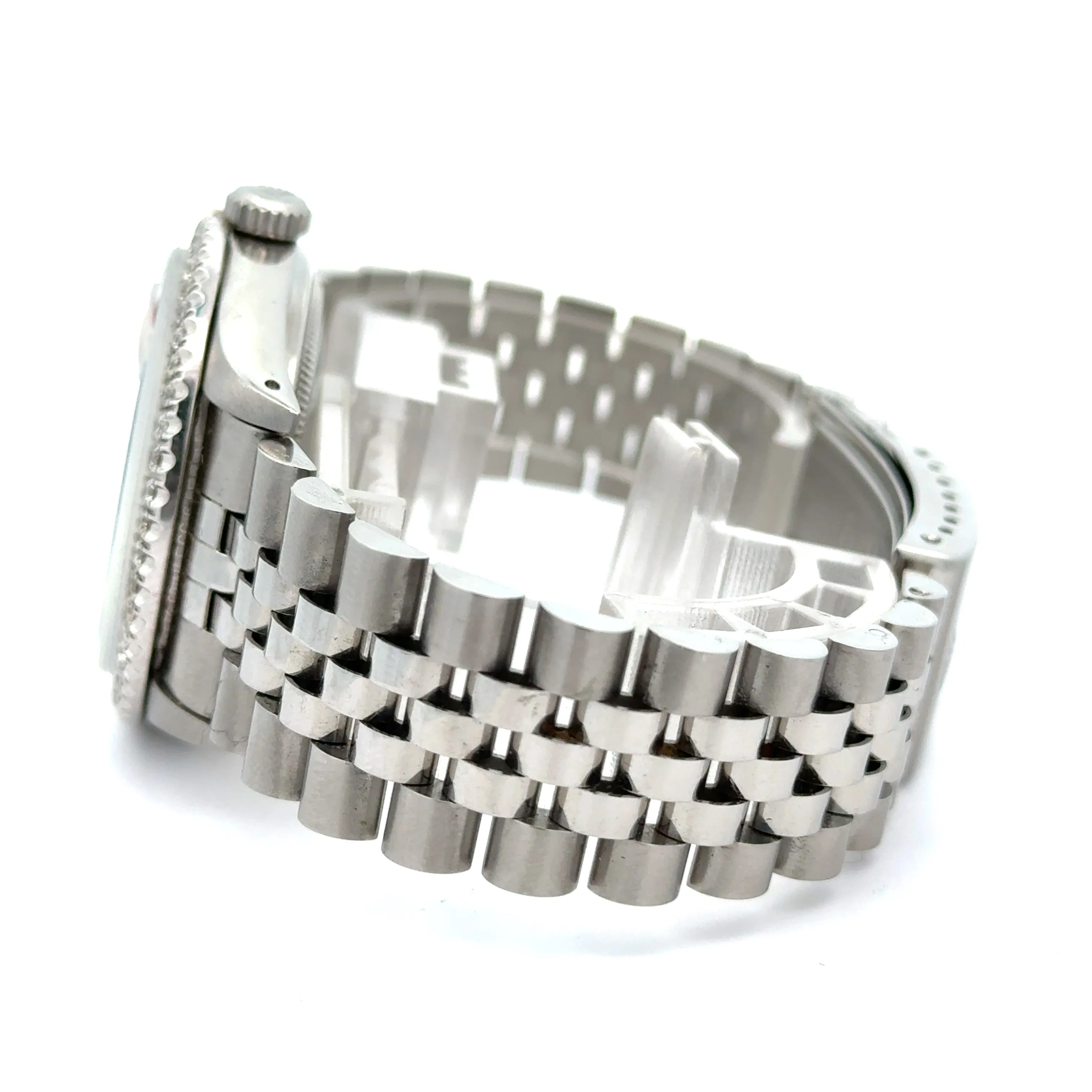 36mm Rolex Diamond Watch with Stainless Steel Jubilee Bracelet (diamond red dial and diamond bezel)