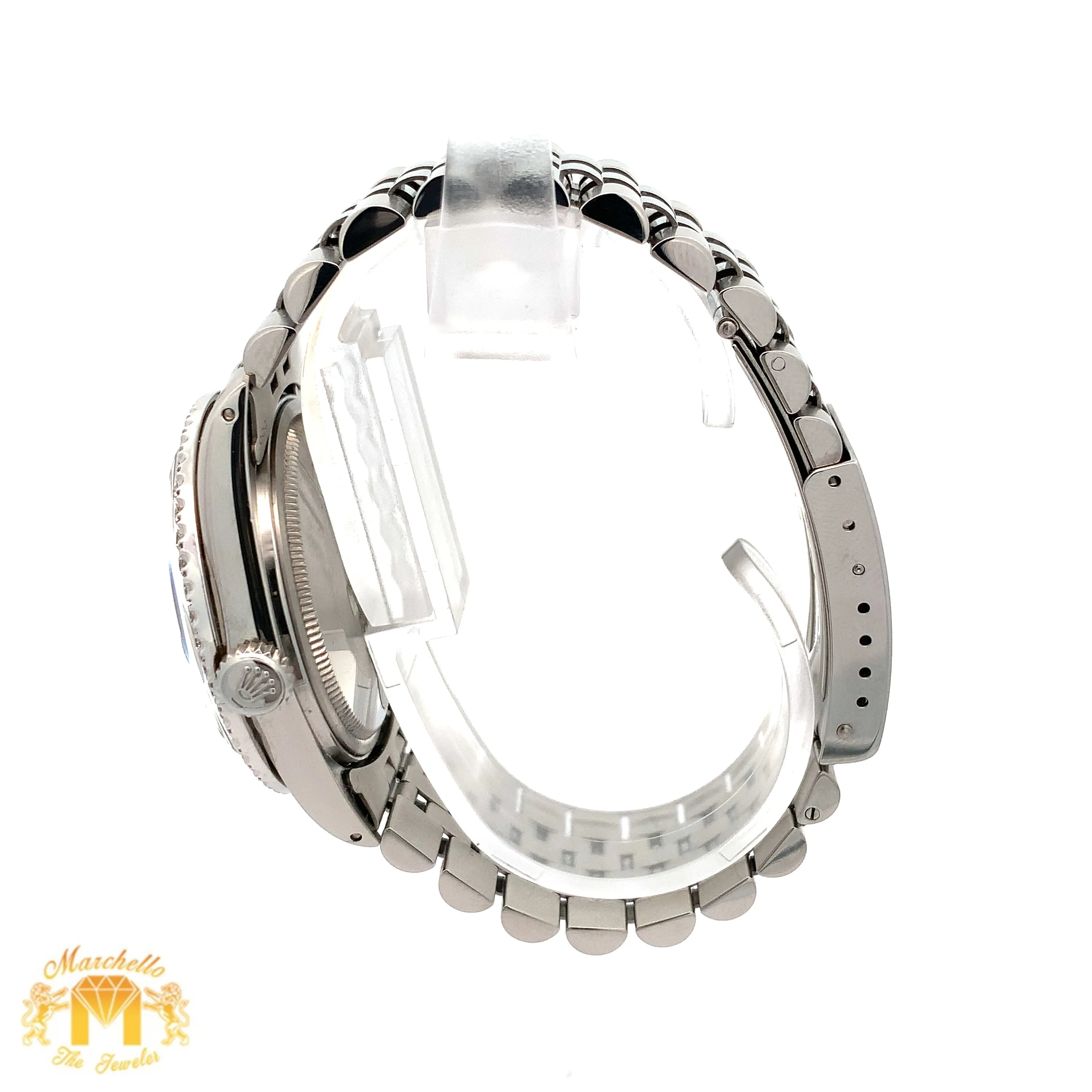 36mm Rolex Diamond Watch with Stainless Steel Jubilee Bracelet