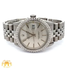 36mm Rolex Diamond Watch with Stainless Steel Jubilee Bracelet