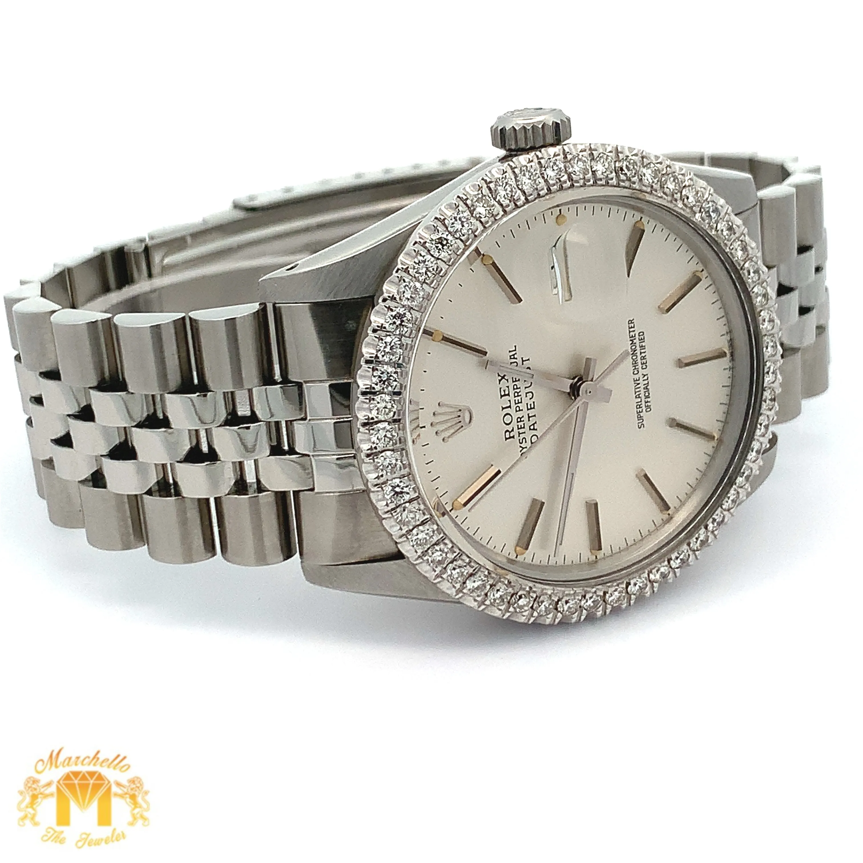 36mm Rolex Diamond Watch with Stainless Steel Jubilee Bracelet