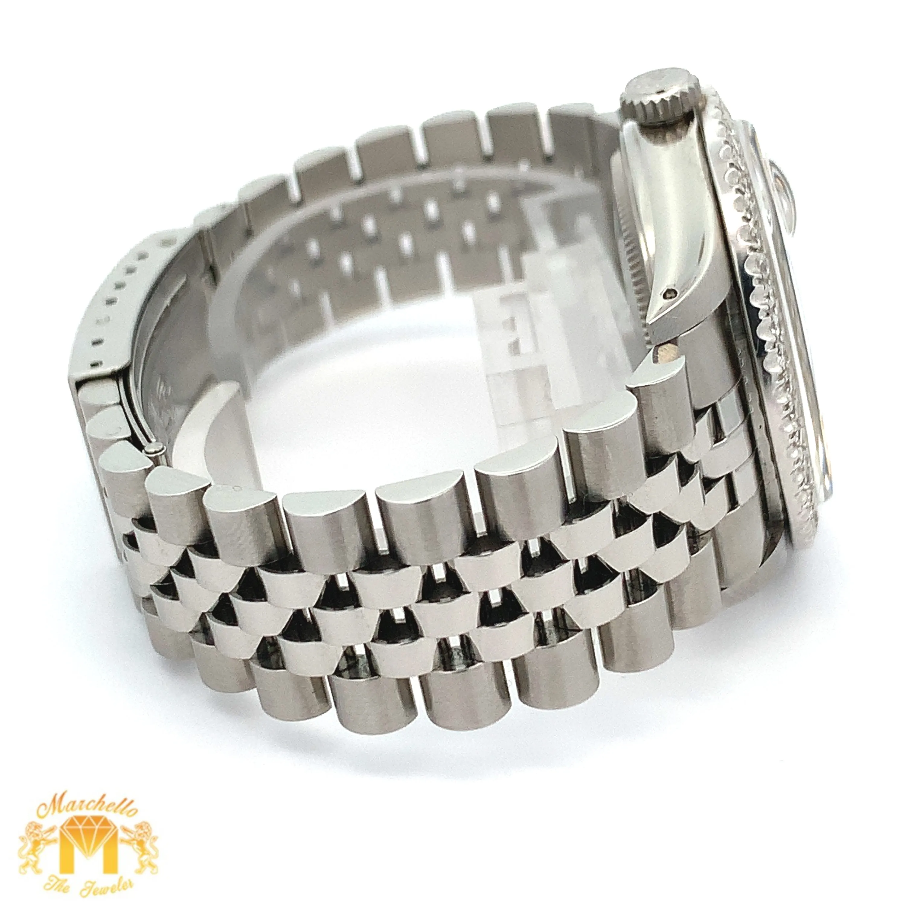 36mm Rolex Diamond Watch with Stainless Steel Jubilee Bracelet