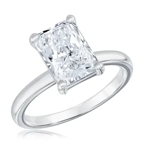 3ct Radiant Lab Grown Diamond Solitaire White Gold Engagement Ring