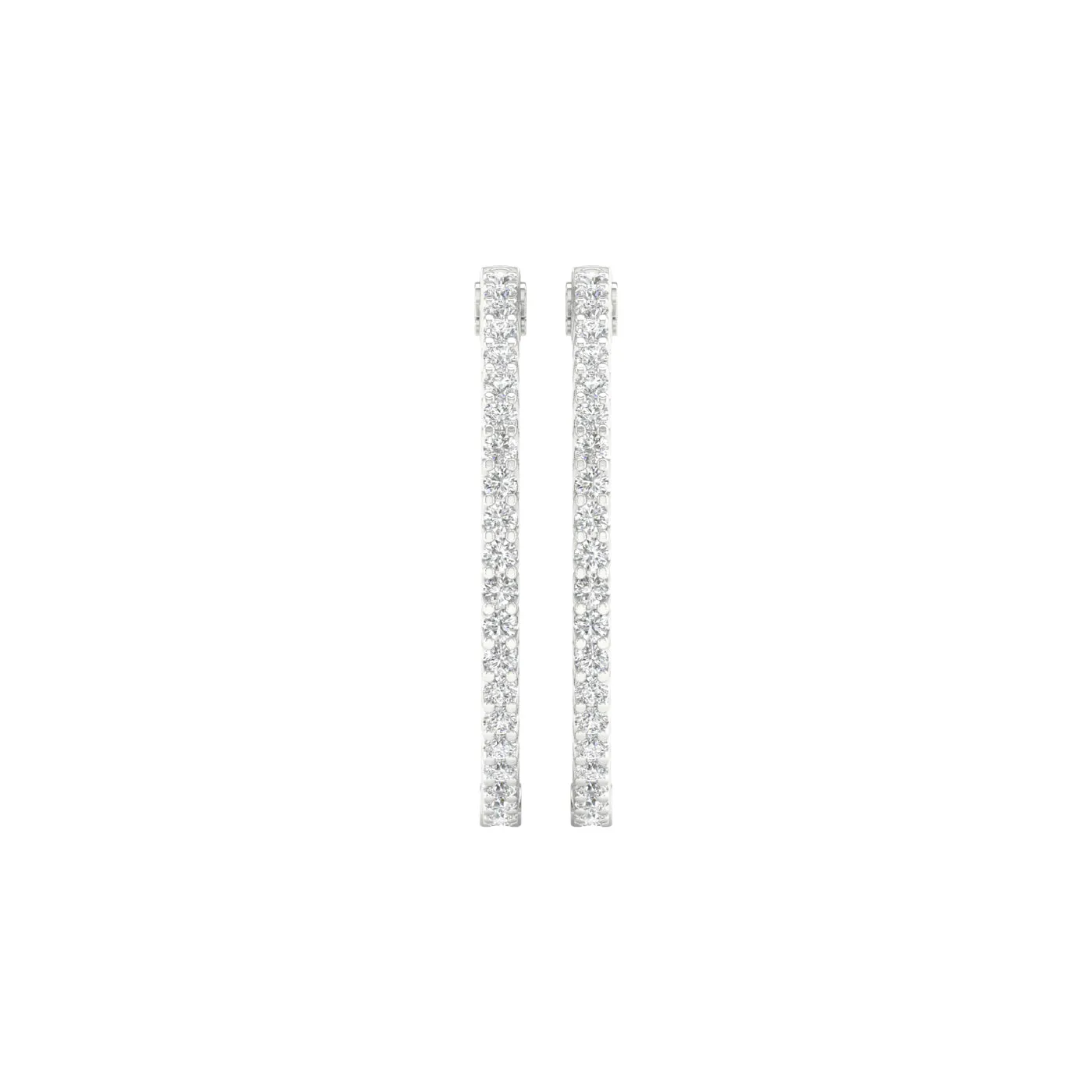 4 Carat Round Lab Grown Diamond 14K Gold Inside Out Hoop Earrings