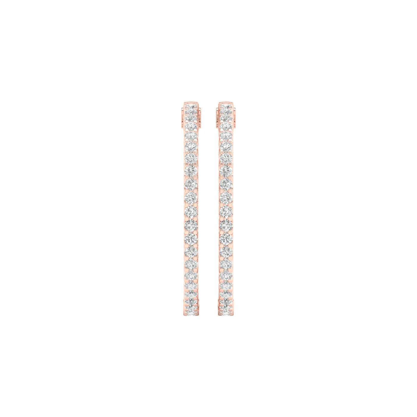 4 Carat Round Lab Grown Diamond 14K Gold Inside Out Hoop Earrings