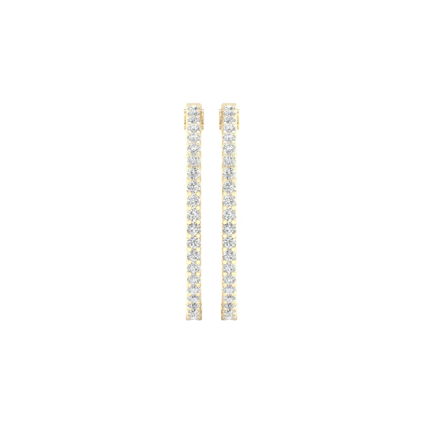 4 Carat Round Lab Grown Diamond 14K Gold Inside Out Hoop Earrings