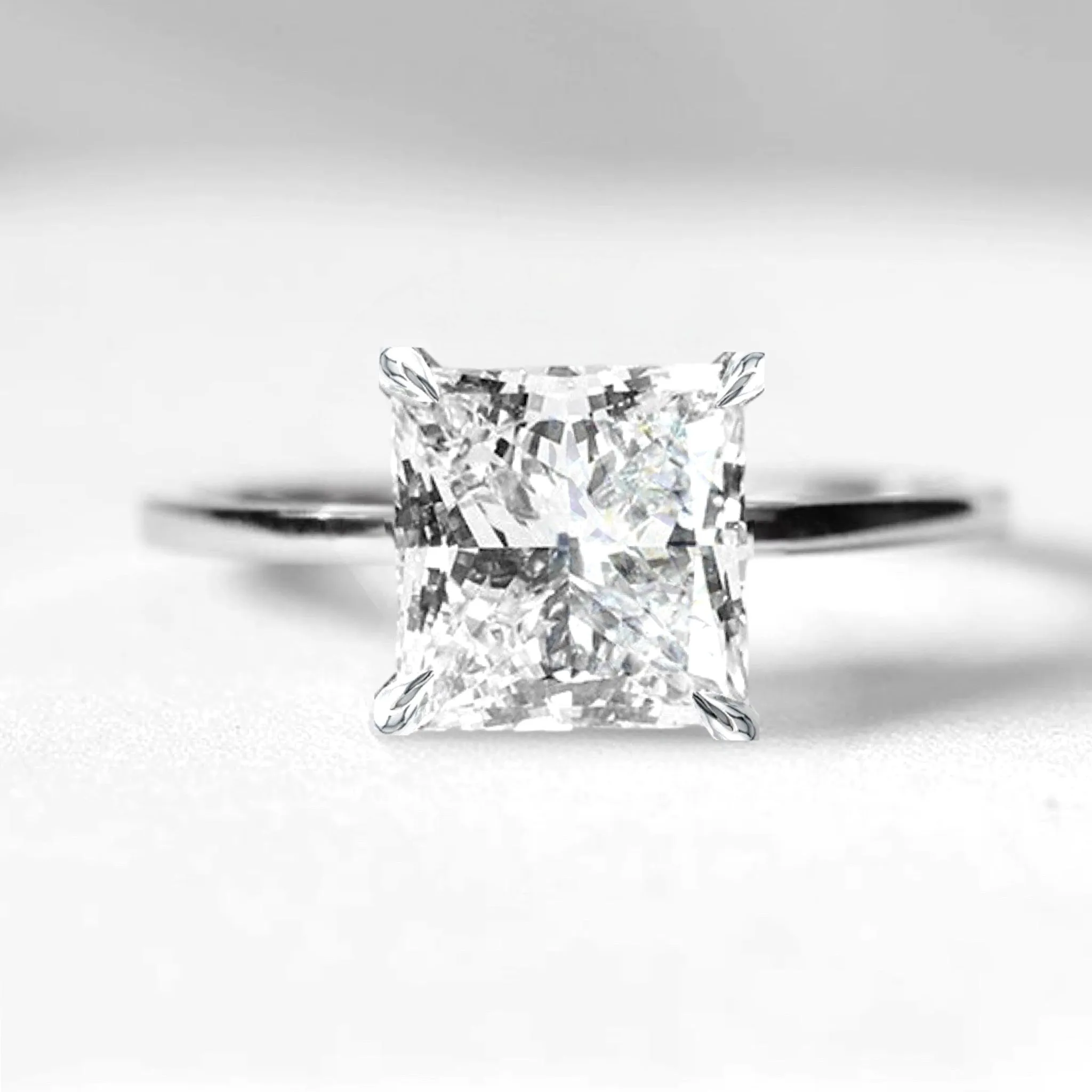 4.00ct Princess Diamond Engagement Ring 14kt IGI CERTIFIED