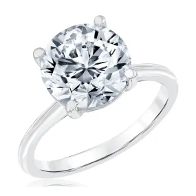 4ct Round Lab Grown Diamond Solitaire White Gold Engagement Ring