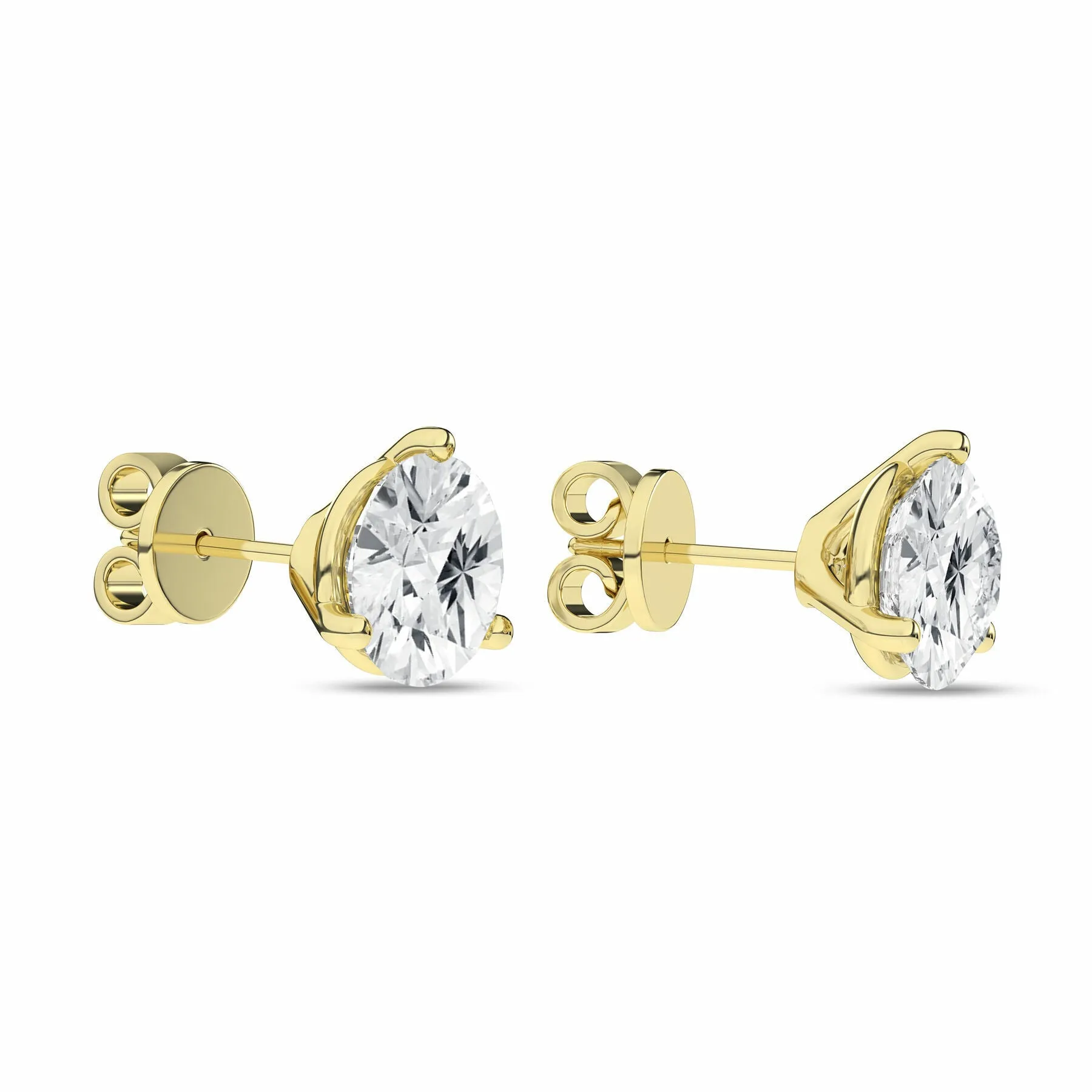 5 Carat Round Lab Grown Diamond 14K Gold 3 Prong Martini Solitaire Stud Earrings