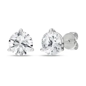 5 Carat Round Lab Grown Diamond 14K Gold 3 Prong Martini Solitaire Stud Earrings