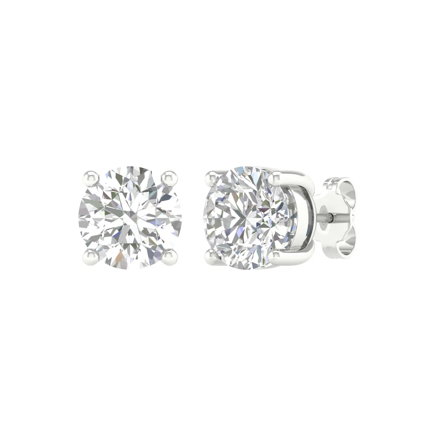 5 Carat Round Lab Grown Diamond 14K Gold Solitaire Stud Earrings
