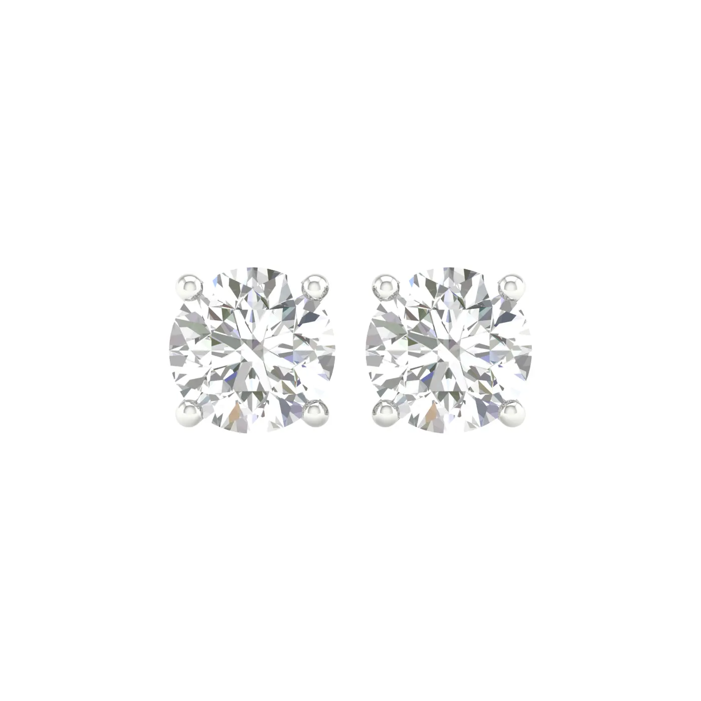 5 Carat Round Lab Grown Diamond 14K Gold Solitaire Stud Earrings