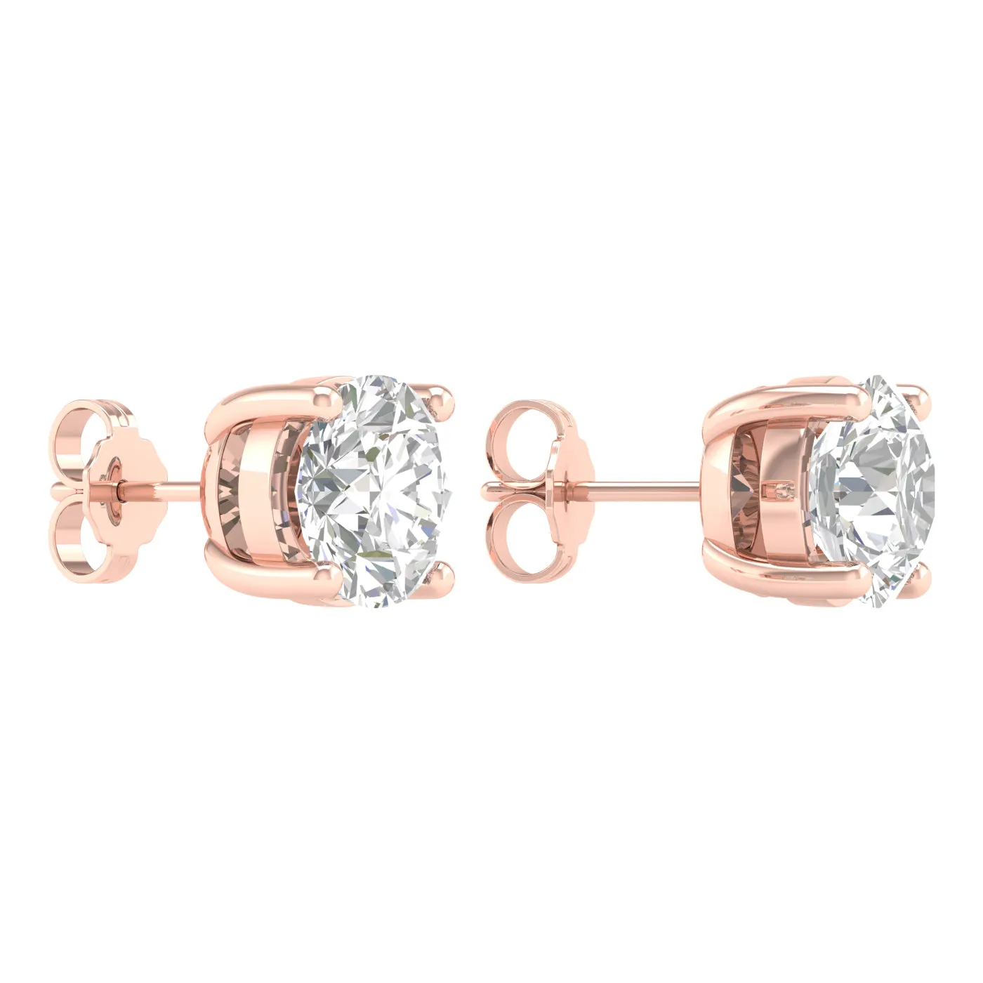 5 Carat Round Lab Grown Diamond 14K Gold Solitaire Stud Earrings