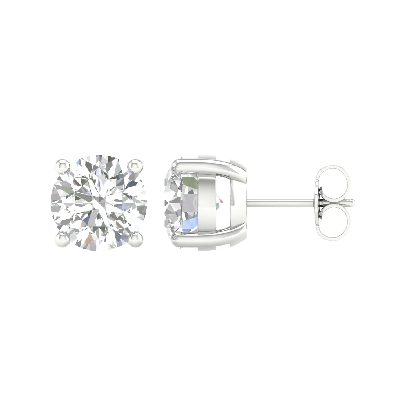 5 Carat Round Lab Grown Diamond 14K Gold Solitaire Stud Earrings