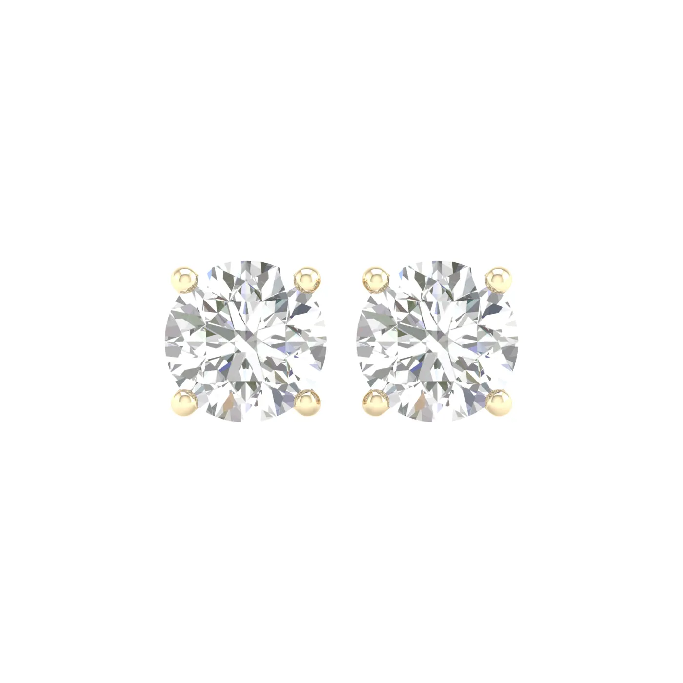 5 Carat Round Lab Grown Diamond 14K Gold Solitaire Stud Earrings