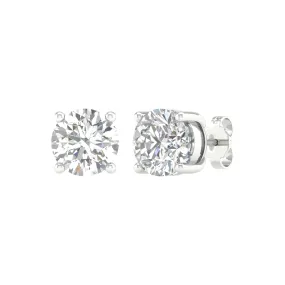 5 Carat Round Lab Grown Diamond 14K Gold Solitaire Stud Earrings