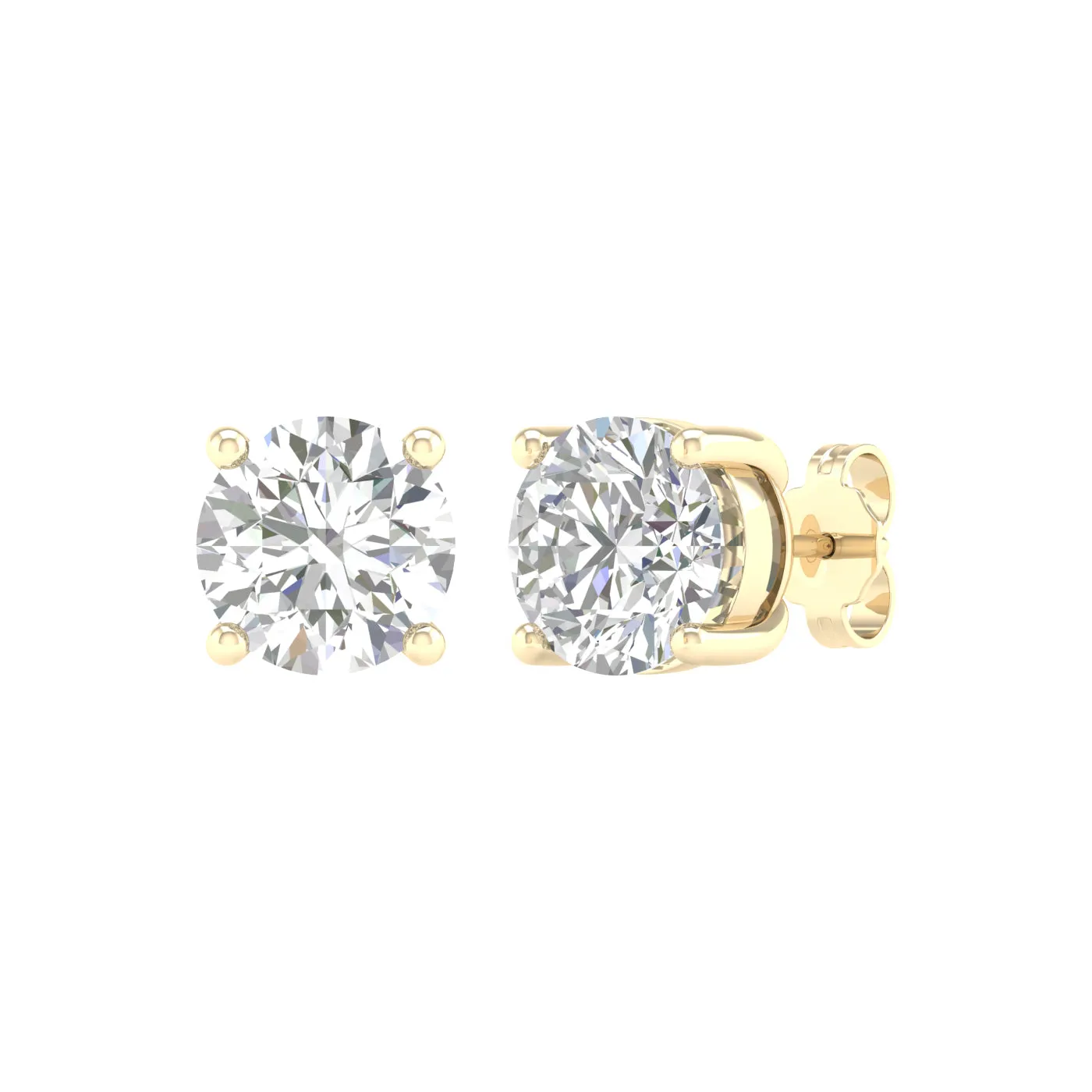 5 Carat Round Lab Grown Diamond 14K Gold Solitaire Stud Earrings