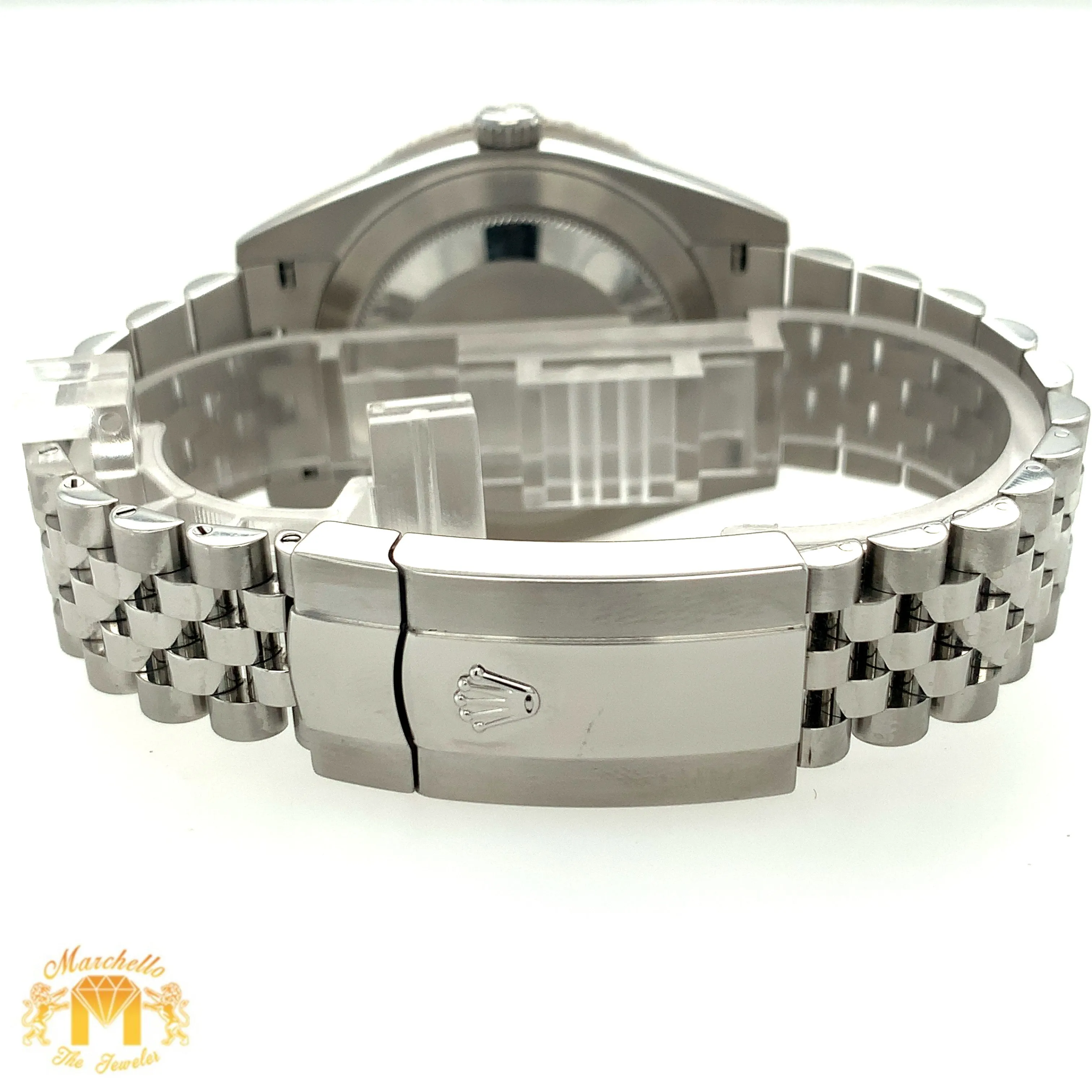 5.50ct Diamond 41mm Rolex Datejust 2 Watch with Stainless Steel Jubilee Bracelet (flower setting, custom Arabic numerals dial)