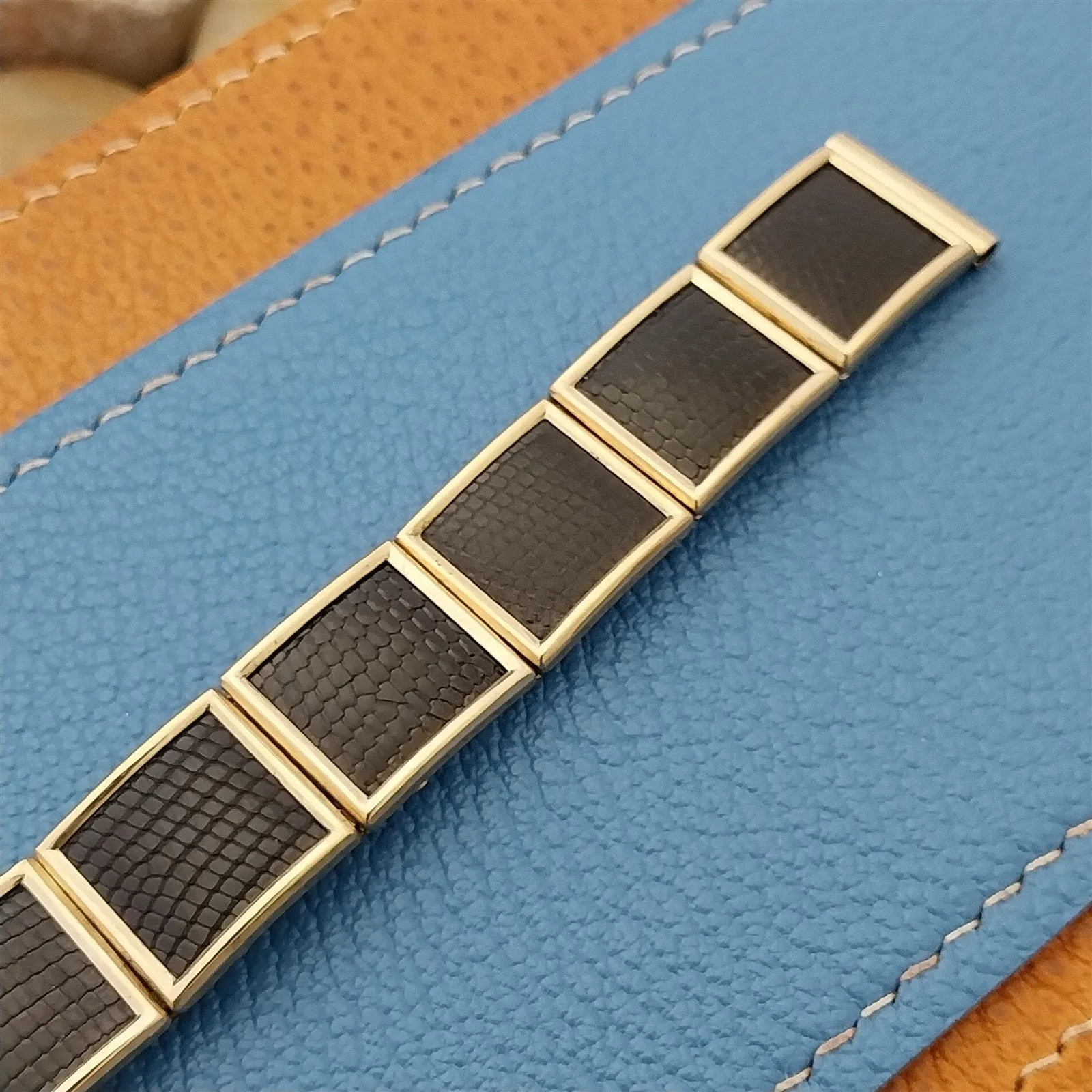 5/8 10k Gold Filled & Lizard Long Leatha Elegance Unused 50s Vintage Watch Band