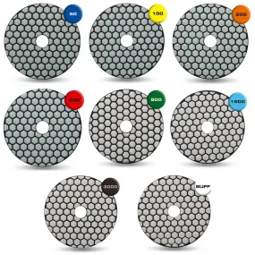 6511K Rubi Premium 4" Dry Polishing Pads - 8 Piece Kit