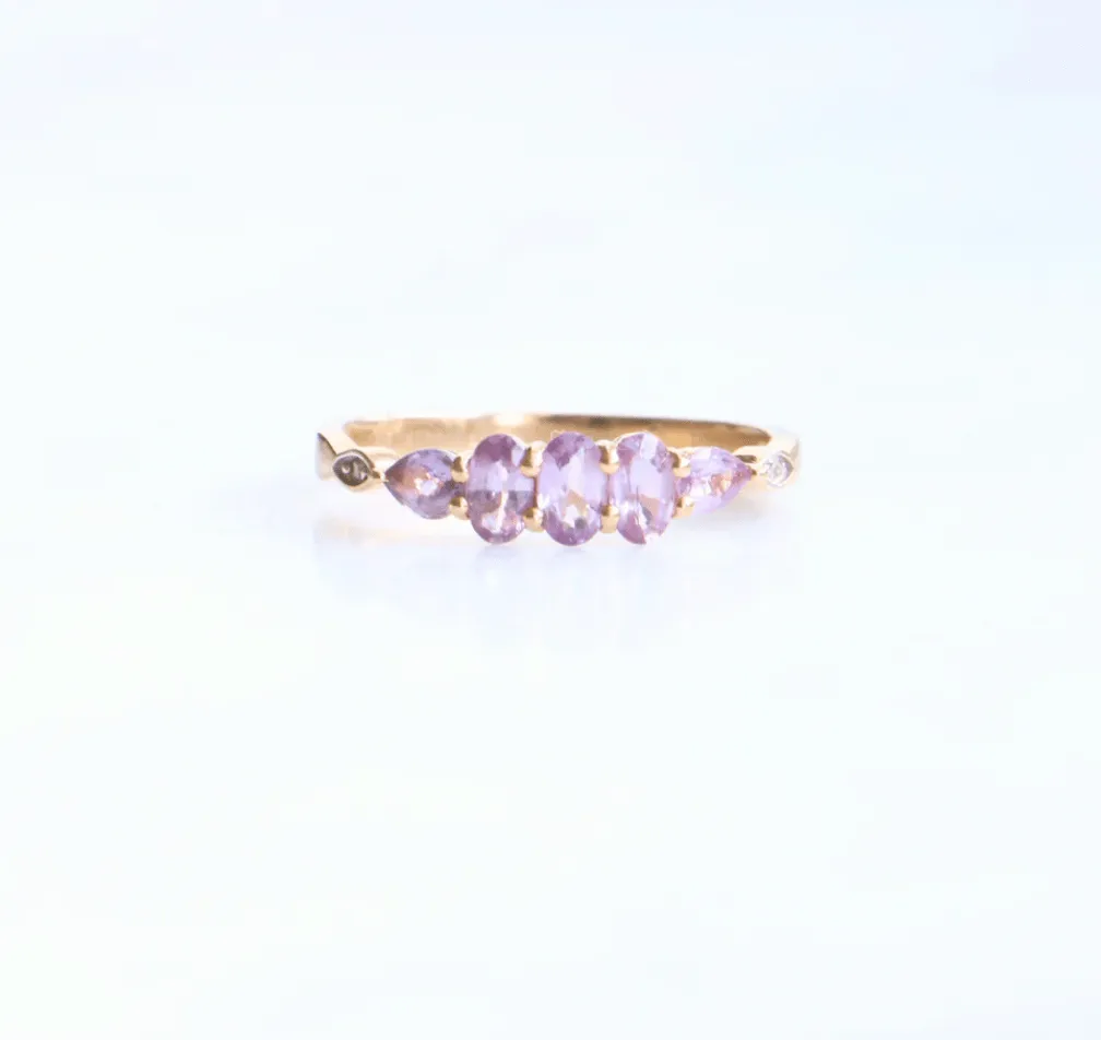 9CT GOLD PINK SAPPHIRE AND DIAMOND RING ASC5354