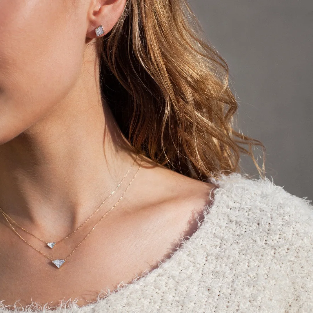 ADINA - Tiny Pave Folded Fan Necklace- 14K