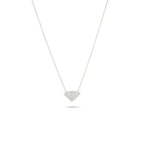 ADINA - Tiny Pave Folded Fan Necklace- 14K