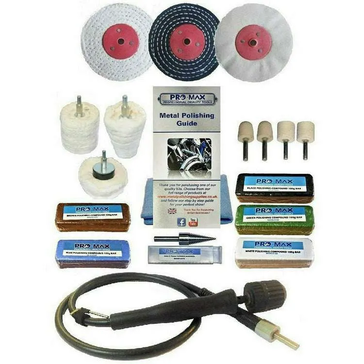 Aluminium Alloy Brass Steel Metal Polishing Buffing Kit 18pc 4" x 1/2" Pro-Max