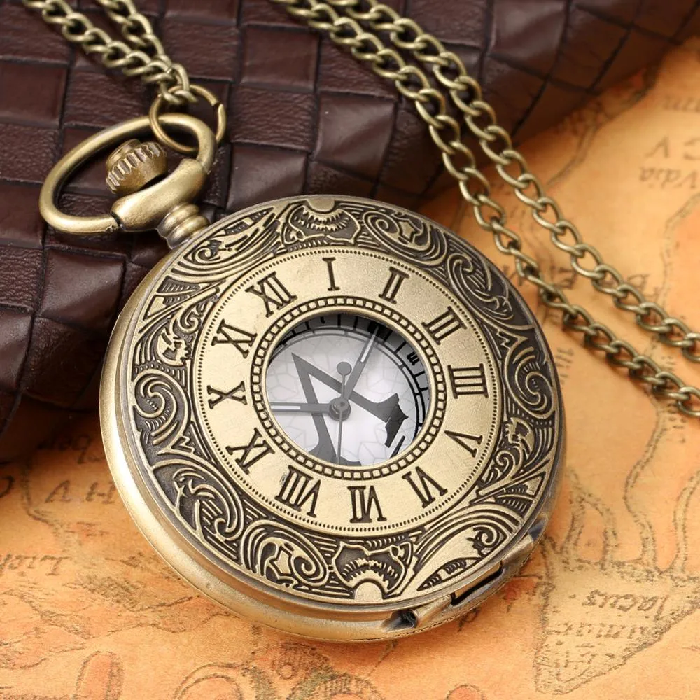 Antique Vintage Bronze Steampunk Quartz Pocket Watch