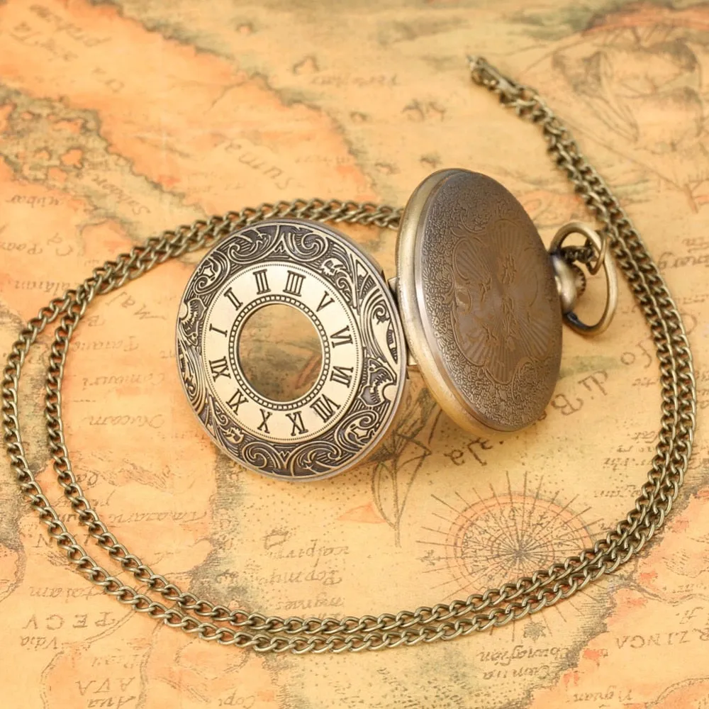 Antique Vintage Bronze Steampunk Quartz Pocket Watch