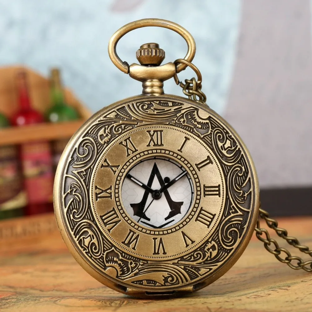 Antique Vintage Bronze Steampunk Quartz Pocket Watch